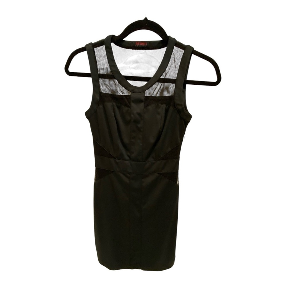 Black mini dress with see-through mesh detail size-s